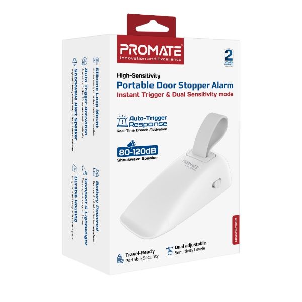 Picture of Hi-Sensitivity Portable Door Stopper Alarm with Instant Trigger. White