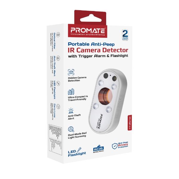 Picture of Portable Anti-Peep IR Camera Detector with Trigger Alarm & Flashlight. White