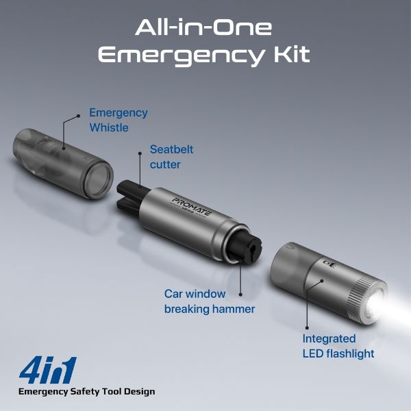 Picture of All-in-One Emergency Rescue Tool with Hammer, Seatbelt Cutter & LED Light