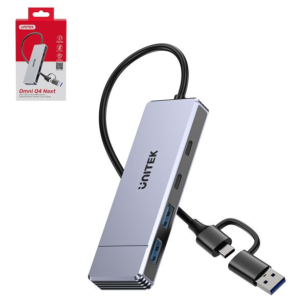 Picture of Omni Series 4-in-1 USB Hub. 2x USB-A/2x USB-C Ports Dual USB-C/USB-A Connector