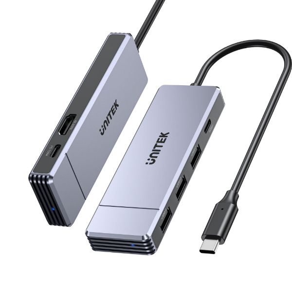 Picture of Omni Series 6-in-1 USB Hub. 1x USB-C, 3x USB-A, 1x HDMI. PD100W, USB-C Connector