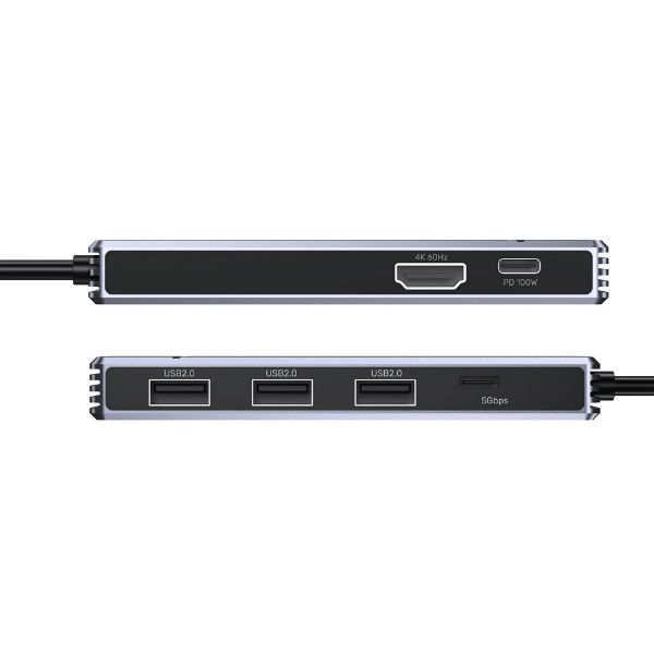 Picture of Omni Series 6-in-1 USB Hub. 1x USB-C, 3x USB-A, 1x HDMI. PD100W, USB-C Connector