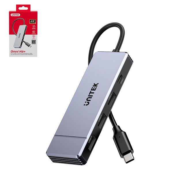 Picture of Omni Series 6-in-1 USB Hub. 1x USB-C, 3x USB-A, 1x HDMI. PD100W, USB-C Connector