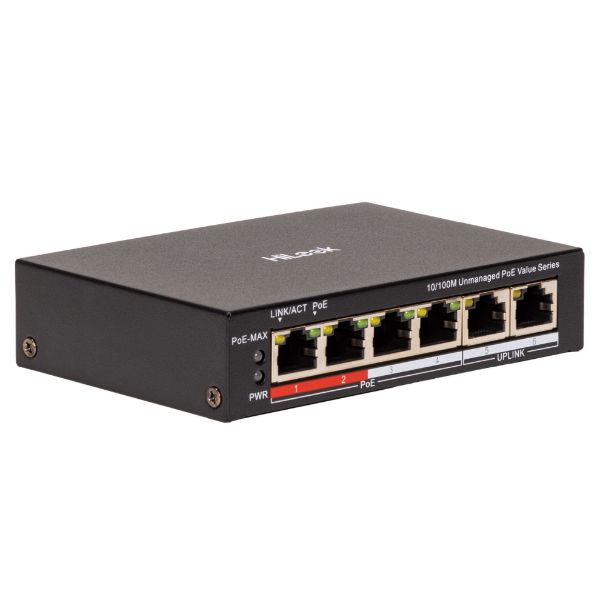 Picture of 4 Port 10/100 Fast Ethernet Unmanaged POE Switch w/ 35W 4x 100Mbps PoE ports