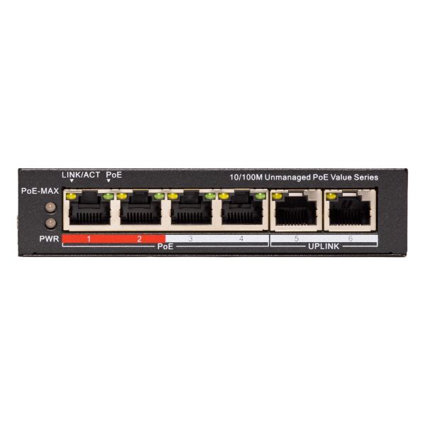 Picture of 4 Port 10/100 Fast Ethernet Unmanaged POE Switch w/ 35W 4x 100Mbps PoE ports