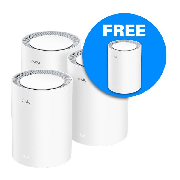 Picture of BE3600 3-Pack Dual-Band WiFi 7 Mesh System Bundle with BONUS Single Unit FREE