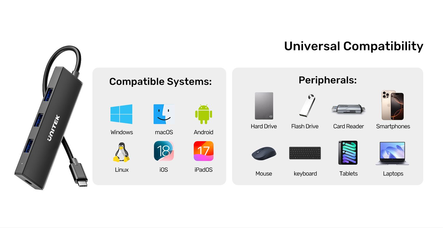 UNITEK USB Hub Universal Compatibility