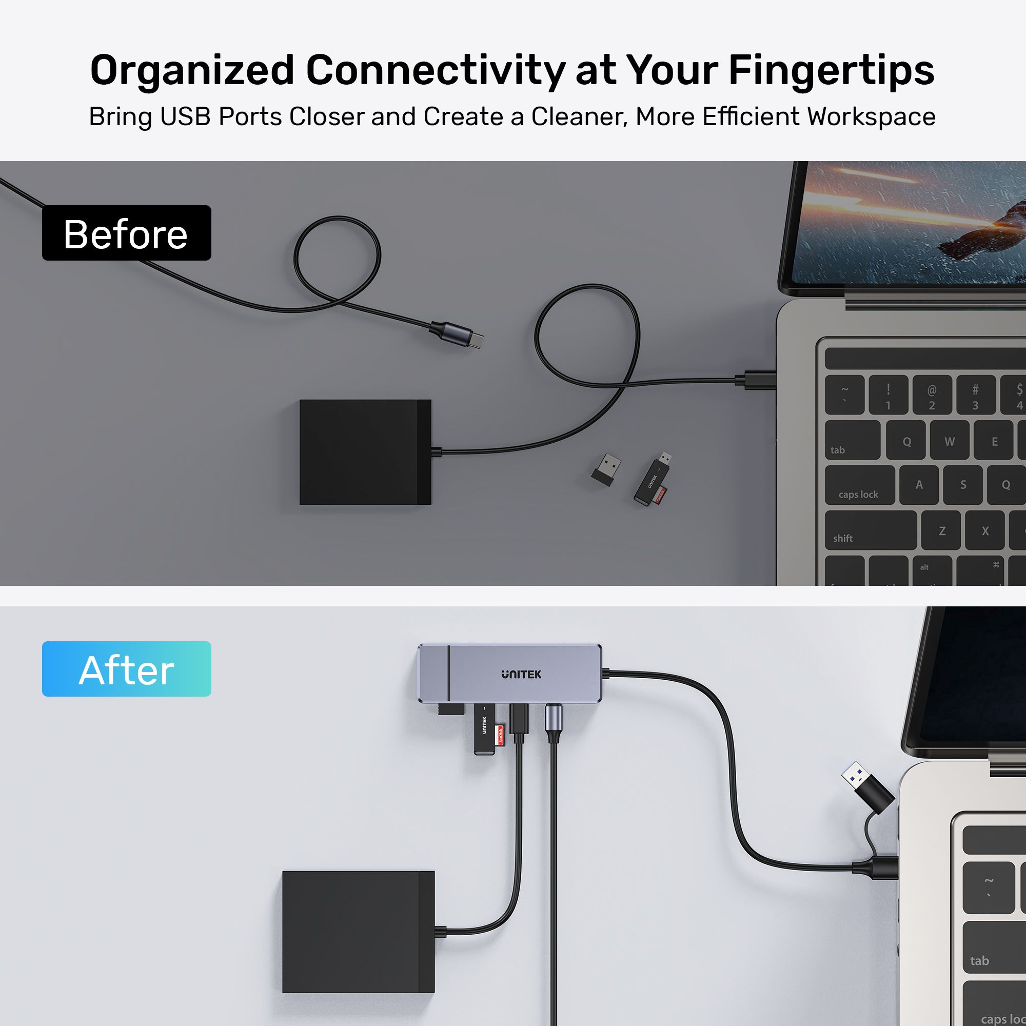UNITEK Omni Q4 Next Organised Workspace Connectivity