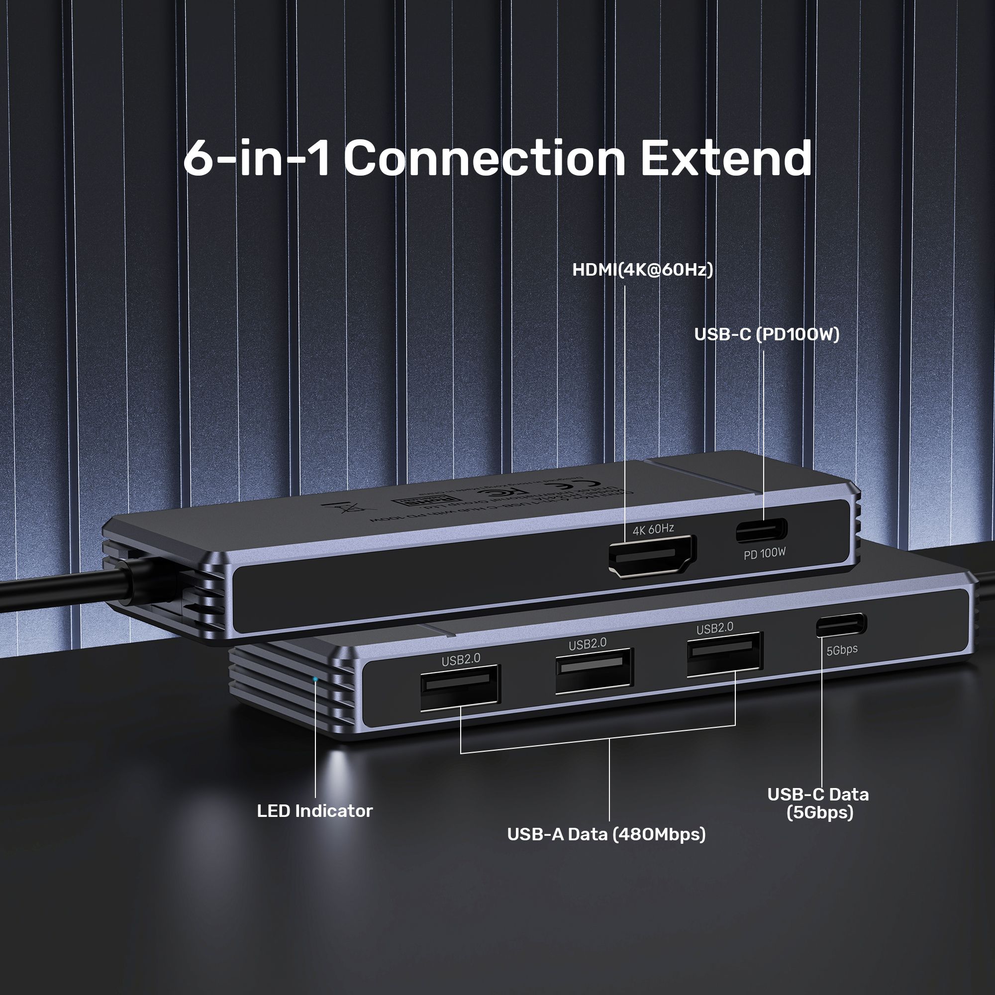 UNITEK Omni H6 Plus six in one port layout