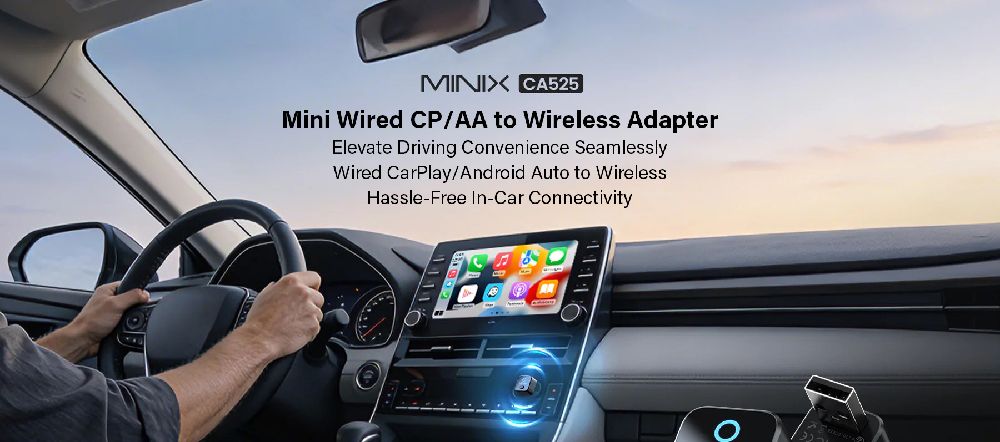 MINIX CA525 Mini Wired CarPlay Android Auto to Wireless Adapter