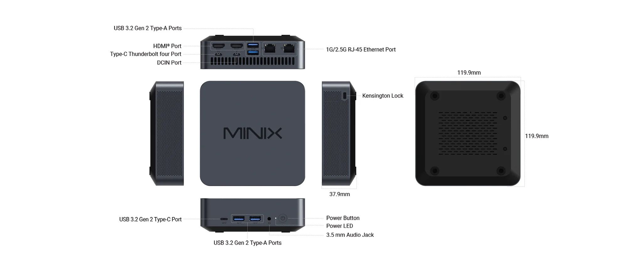 MINIX N512 LS Ports and Dimensions