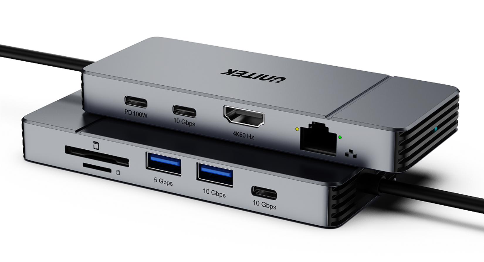 UNITEK Omni Series USB-C hub showing multiple connectivity ports